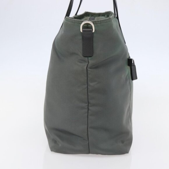 PRADA Tote Bag Nylon Khaki Silver Auth 146817 - Picture 5 of 16